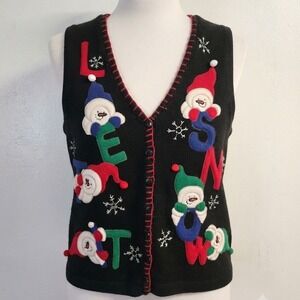 Vintage 90s White Stag Womens Let It Snow Christmas Sweater Vest  Small 4/6